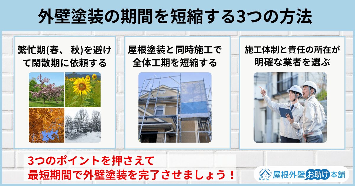 外壁塗装の期間を短縮する3つの方法