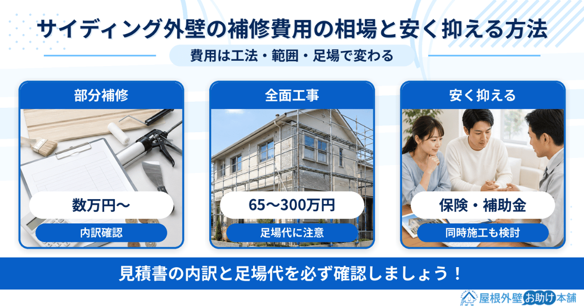 サイディング外壁の補修費用の相場と安く抑える方法