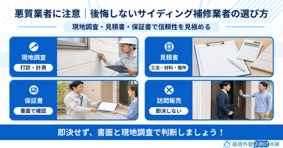 悪質業者に注意|後悔しないサイディング補修業者の選び方