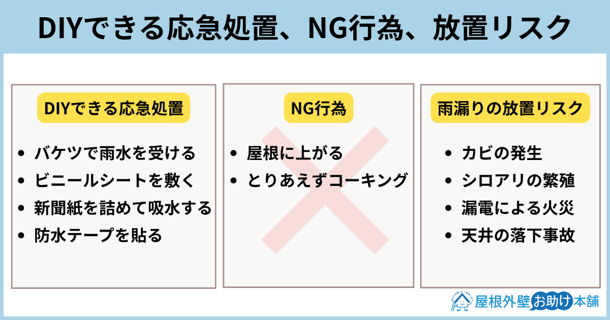 DIYできる応急処置、NG行為、放置リスク