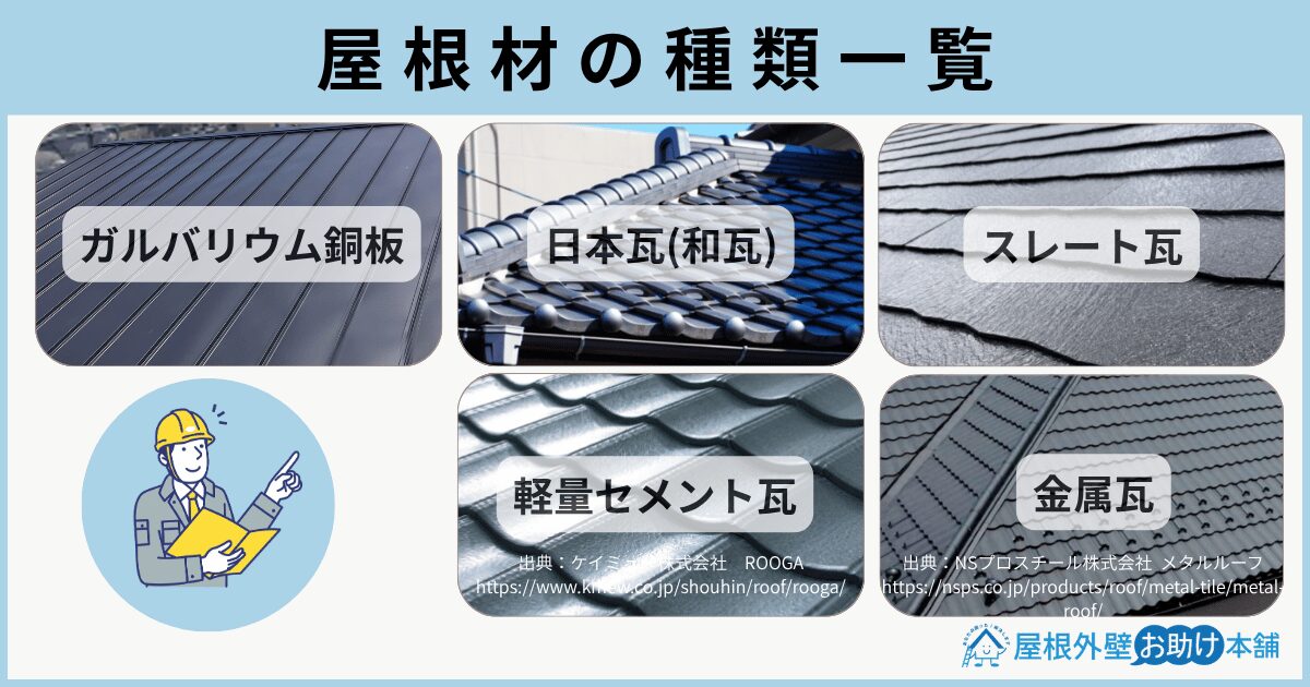 屋根材の種類一覧