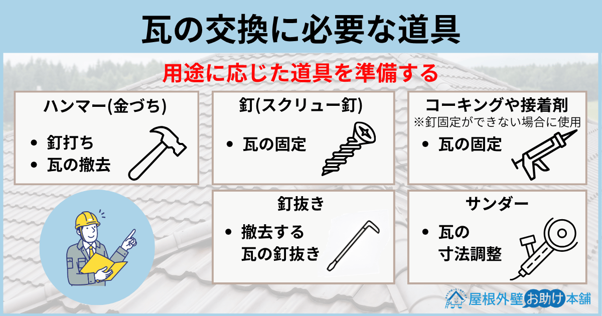 瓦の交換に必要な道具