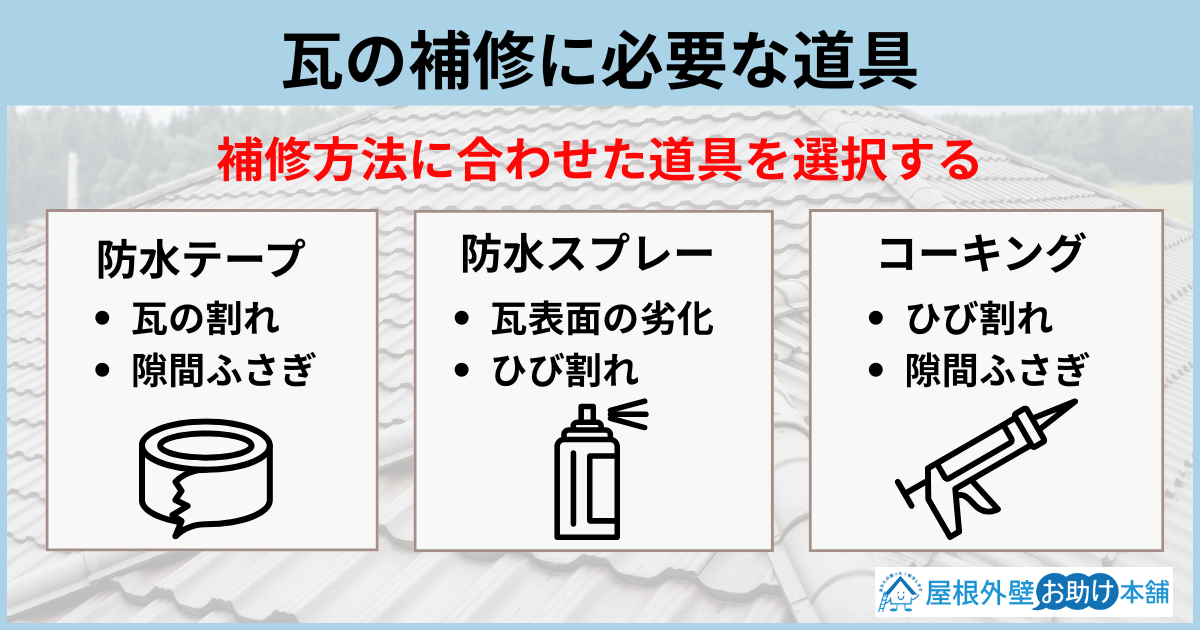 瓦の補修に必要な道具