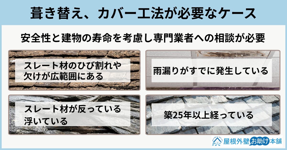 葺き替え、カバー工法が必要なケース