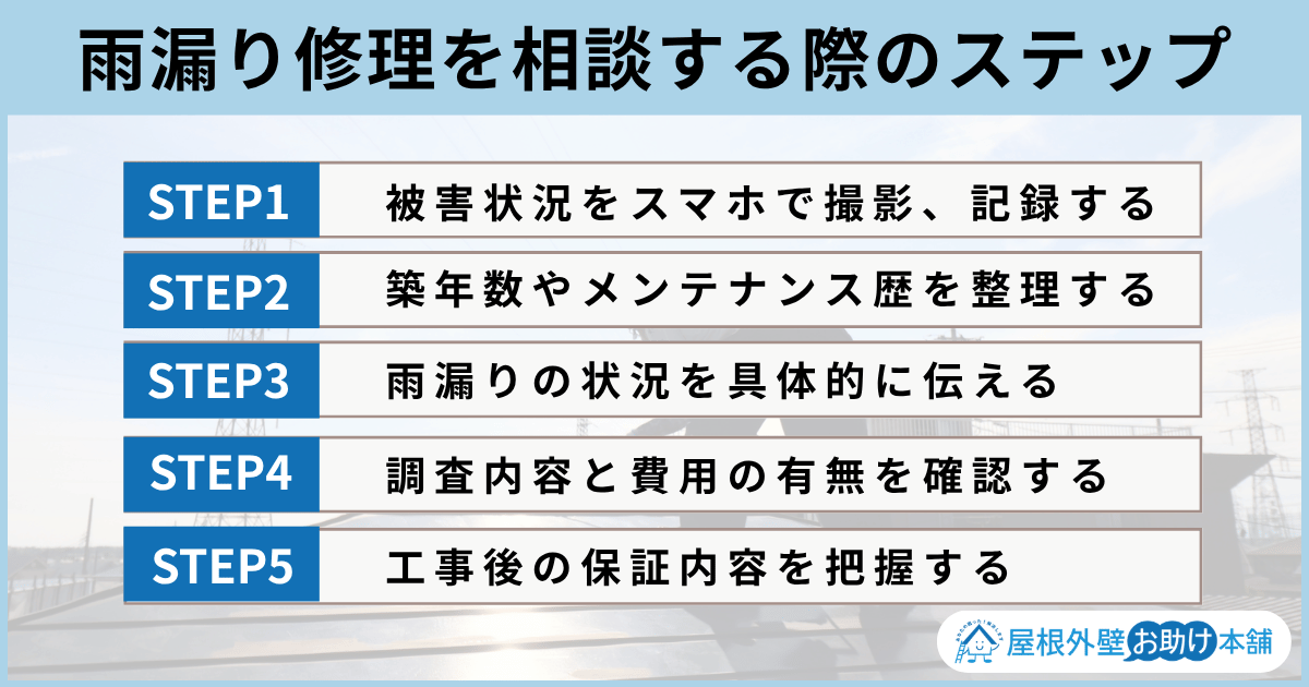 雨漏り修理を相談する際のステップ