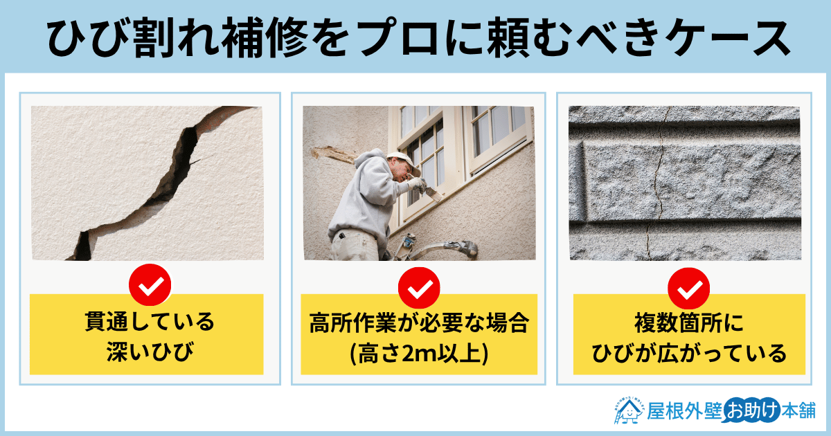 ひび割れ補修をプロに頼むべきケース