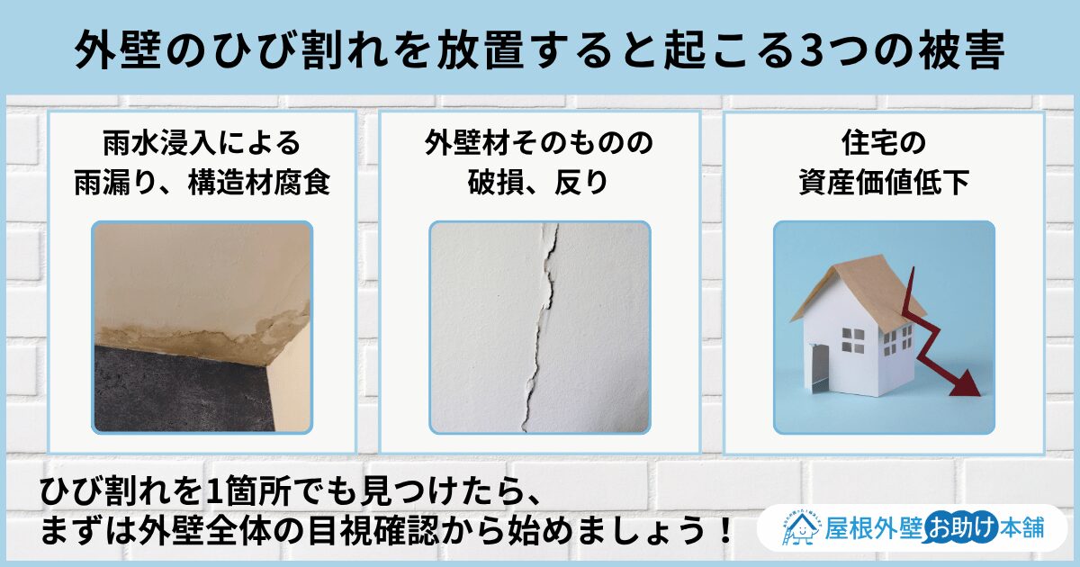 外壁のひび割れを放置すると起こる3つの被害