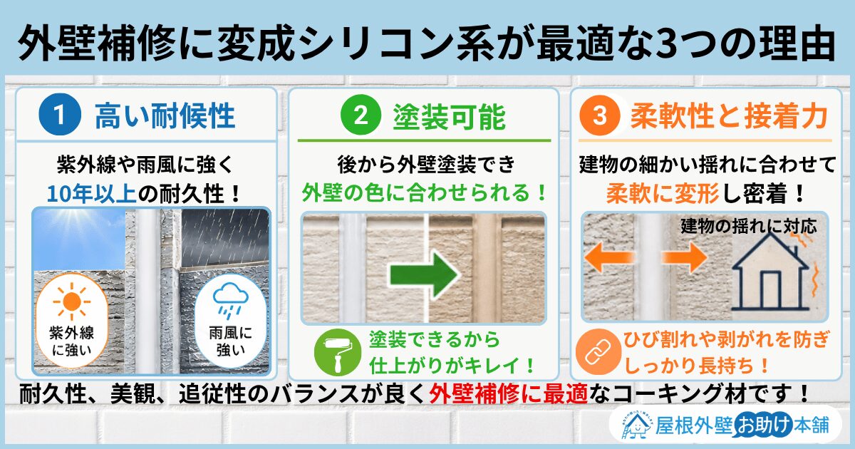 外壁補修に変成シリコン系が最適な3つの理由