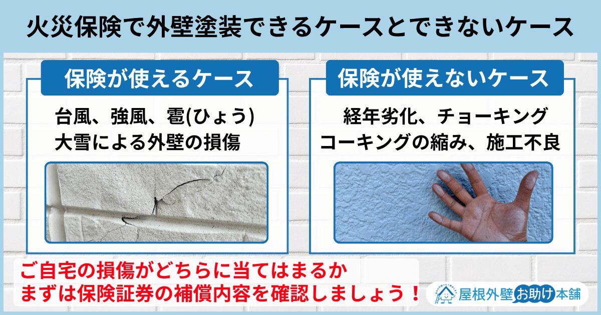 火災保険で外壁塗装できるケースとできないケース